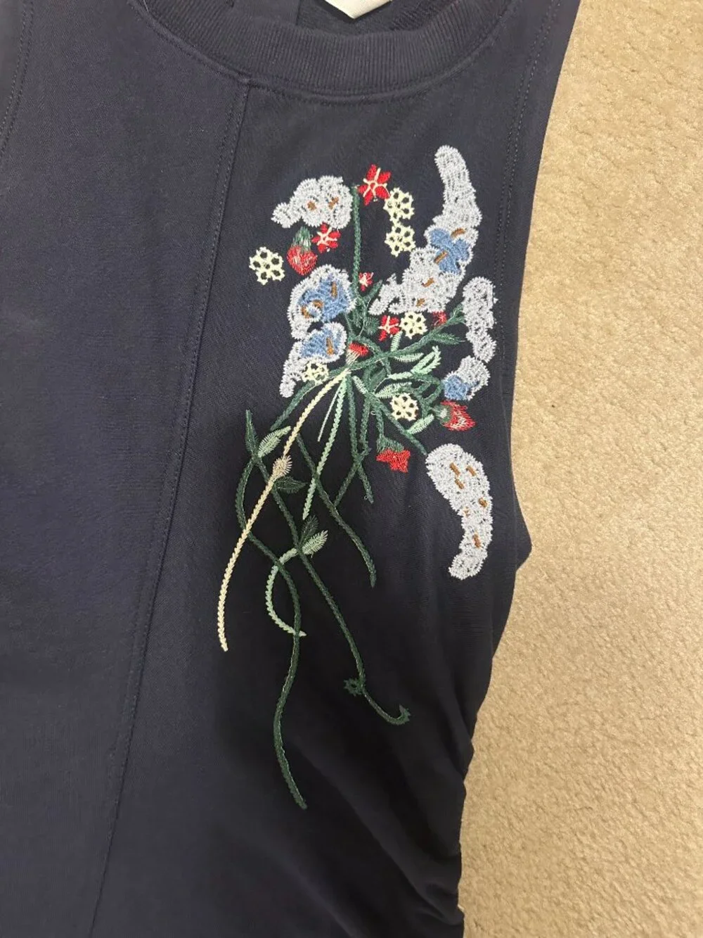Anthropologie Sleeveless Embroidery Midi Dress Small, Worn Once